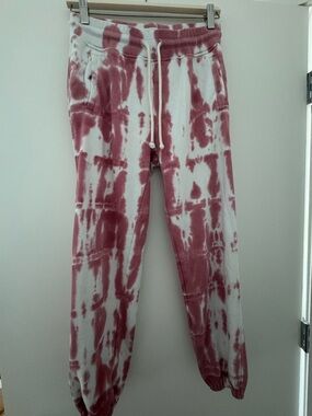 Lou & Grey Pink and White Tie-Dye Jogger Sweatpants